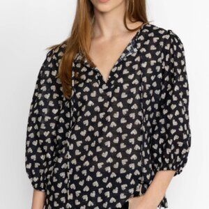 Johnny Was COUPLE OF HEARTS COTTON BLOUSE Size S NWT